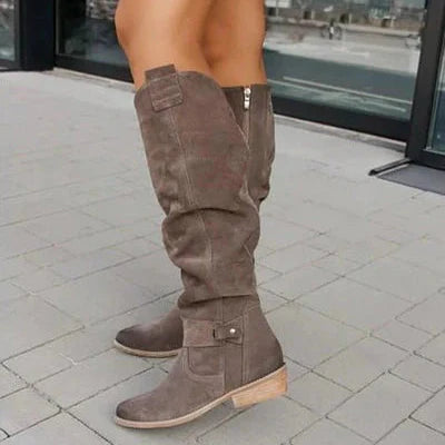 Bottes Suédées à Talon Plat