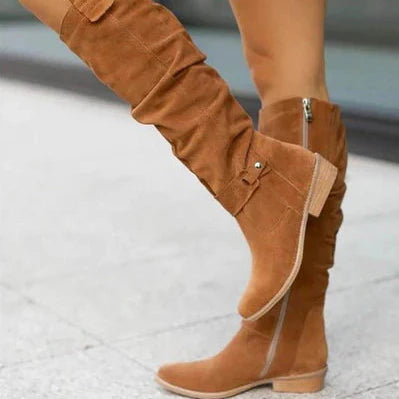 Bottes Suédées à Talon Plat