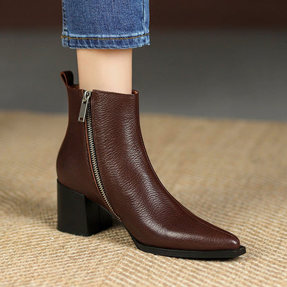 Bottines en cuir véritable à talons hauts